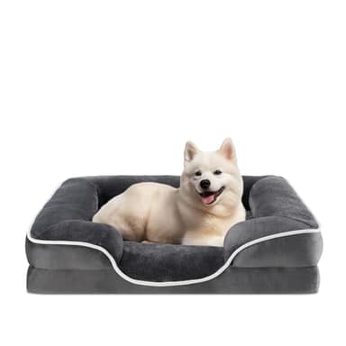 Sweetcrispy Orthopedic Dog Bed, Memory Foam Puppy Sleeping Sofa for Medium Pets with Washable Removable Cover Non-Slip Base Waterproof Liner Egg Crate, Classic Grey, 28" L x 23" W x 6.5" Th - Image 1