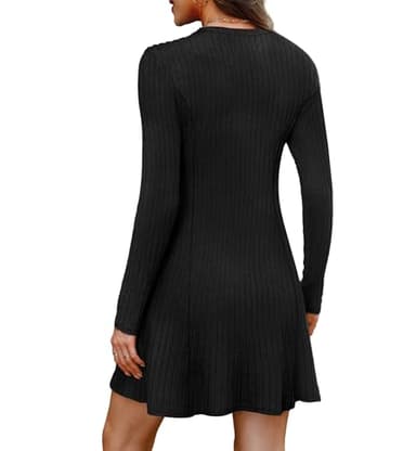 OFEEFAN Winter Outfits for Women 2025 Long Sleeve Sweater Dress for Women Black Dress for Funeral School Outfits for Teachers M - Image 5