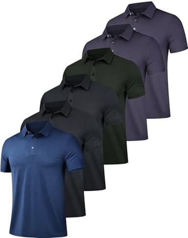 OYGSieg 6 Pack Mens Polo Shirts Performance Short Sleeve Golf Shirt Moisture Wicking Athletic Casual Collared T-Shirt SetC - Image 1