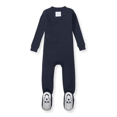Burt's Bees Baby Baby Boy's Sleeper PJs, 100% Organic Cotton, One-Piece Footie, Zip Up Jumpsuit, Snug Fit Pajamas, Midnight Solid Rib, 12 Months - Image 2