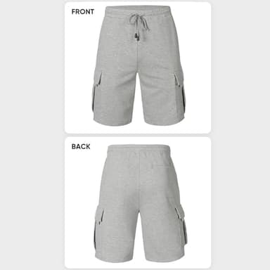 3rd hill Mens Casual Sweat Cargo Cotton Shorts Drawstring Elastic Waist Athletic Workout Gym Jogger Shorts with 5 Pockets Light Gray - Image 5