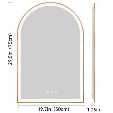 OUMUSU Arched LED Bathroom Mirror 20"x30", Orange Gold Bathroom Mirror with Lights-Anti-Fog, Dimmable-LED Mirror for Bathroom,3 Colors - Image 8