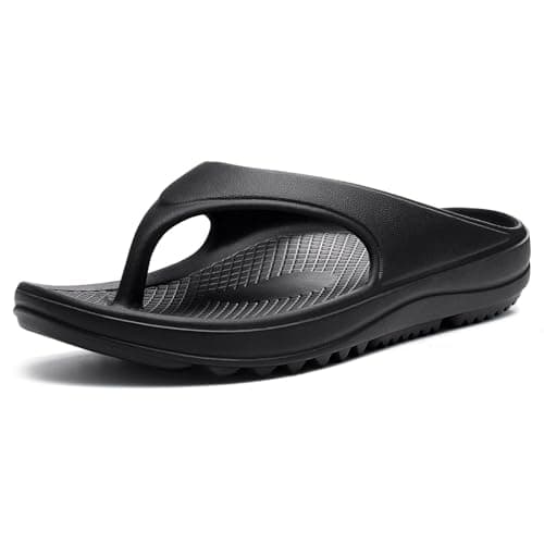 shevalues Orthopedic Sandals for Women Arch Support Recovery Flip Flops Pillow Soft Summer Beach Shoes, Black 39 (7.5-8 Women/6-6.5 Men) - Image 1