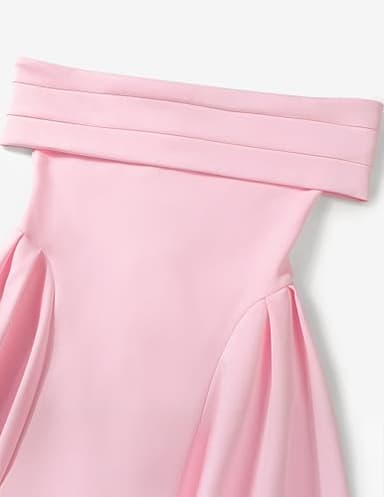 ZESICA Cocktail Dresses for Women's Elegant Off Shoulder Short Sleeve Swing A Line Wedding Evening Party Midi Dress,Pink,Medium - Image 6