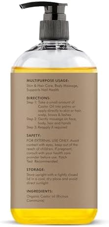 Majestic Pure Organic Castor Oil 16 Fl Oz - 100% Pure and Natural - Premium Grade Carrier Oil - Hair, Eyelashes and Eyebrows - Hair Oil and Body Oil - Expeller Pressed - Hexane Free - Image 5