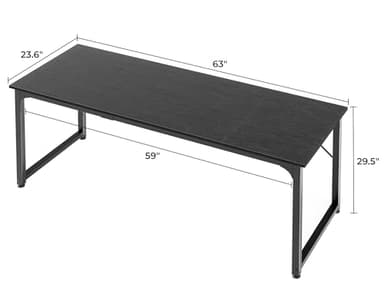 Huuger Modern Simple Office Desk, 63 Inch, Gaming & Writing Desk with Storage, Large Legroom, Metal Frame, Black - Image 3