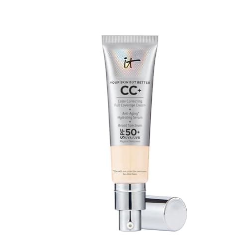 IT Cosmetics CC+ Cream (Fair) - Natural Full Coverage Foundation With SPF 50+, Color Corrector & Anti-Aging Hydrating Serum, Hyaluronic Acid + Peptides, Lightweight - 1.08 fl oz - Image 1