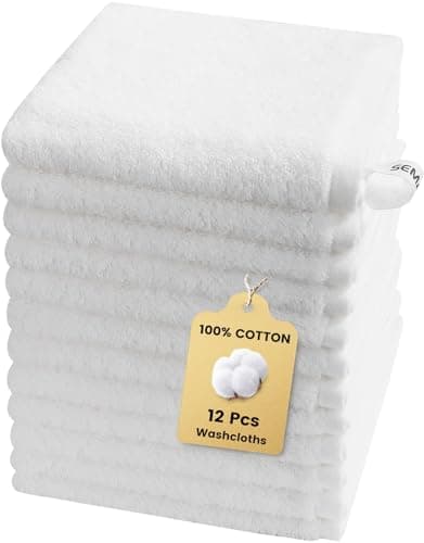 SEMAXE 100% Cotton Washcloths 12-Pack, 13 × 13 Inch Soft Luxury Face Towels – Super Absorbent & Quick-Dry, Premium Cloth with Hanging Loop, Oeko-TEX Certified, Gift-Ready Box - Image 1
