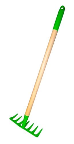 JustForKids Kids Garden Tool Set Toy, Rake, Spade, Hoe and Leaf Rake, reduced size , made of sturdy steel heads and real wood handle, 4-Piece, Multicolored, 5yr+ - Image 9