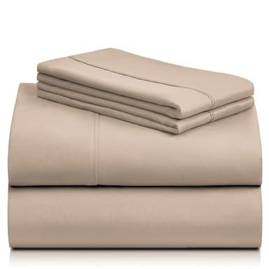 LuxClub 4 PC Queen Sheet Set, Breathable Luxury Bed Sheets, Deep Pockets Wrinkle Free Cooling Sheets Machine Washable Hotel Bedding Silky Soft - Light Khaki Queen - Image 8