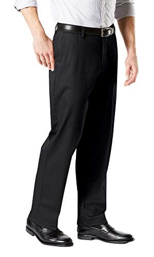 Dockers Men's Classic Fit Signature Khaki Lux Cotton Stretch Pants (Regular and Big & Tall), Black, 40W x 29L - Image 2