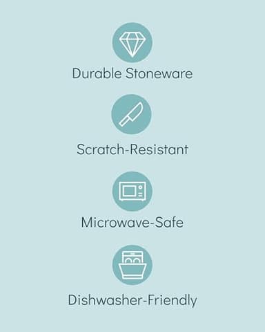 Stoneware dinnerware set 8 persons 32 pcs - Mediterranean dinnerware set, dishwasher, microwave and scratch resistant - Bowl and plate set - Dinnerware Pure Living Light Beige… - Image 5