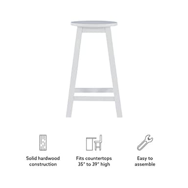 Linon Zeke White 24" Counter Stool with Round Seat - Image 9