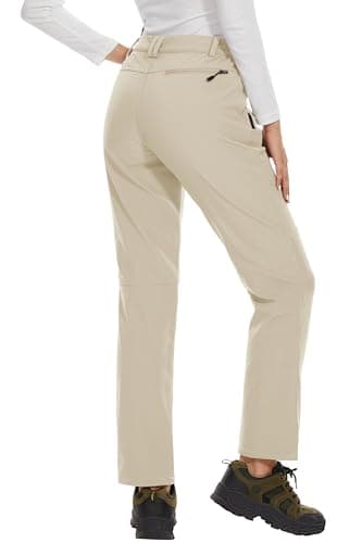 MAGCOMSEN Women Ski Pants Waterproof Insulated Hiking Pants Cold Weather Thermal Warm Fleece Lined Winter Pant Beige XXL - Image 2