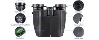 DecoForU 12x25 Binoculars for Adults, Large View/Eyepiece Compact Binoculars with Low Light Vision, High Powered Easy Focus Binoculars for Bird Watching, Travel, Concert Theater - Image 2