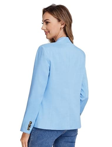 Belle Poque Spring Jackets for Women 2025 Trendy Blazer Jackets Lightweight Blazers for Work Blue Blazers Size 6 - Image 3