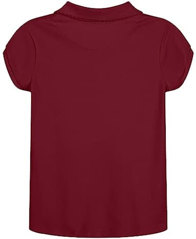 Nautica Girls' School Uniform Short Sleeve Polo Shirt, Button Closure, Soft Pique Fabric, Burgundy, 16-18 Plus - Image 2