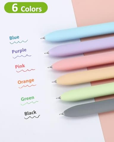 FIOVER Colored Pens, 6 Pack Colorful Gel Pens, Quick-Dry 0.7mm Medium Point for Journaling, Note Taking, Doodling, Aesthetic Office School Supplies, Gifts for Women Men(Multiple Colors) - Image 4