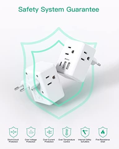 European Travel Plug Adapter with USB Charging Ports, Mifaso International Type C Power Adapter for US to Most of Europe EU Italy France Spain Germany Greece - Image 6