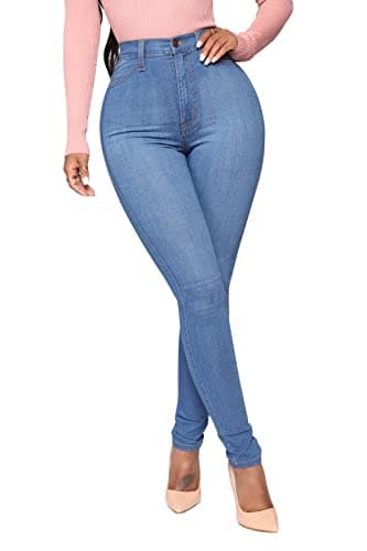 KUNMI Womens Classic High Waisted Skinny Stretch Butt Lifting Jeans Slim Fit Denim Pants Blue - Image 4