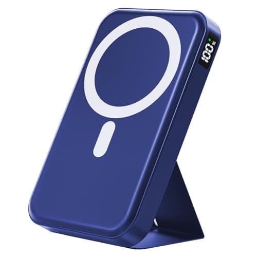 Gxorul Magnetic Power Bank, 10000mAh Wireless Portable Charger with 20W USB-C Fast Charging, Foldable Stand & LED Display Battery Pack, Compatible with iPhone 16/15/14/13/12, Blue - Image 1