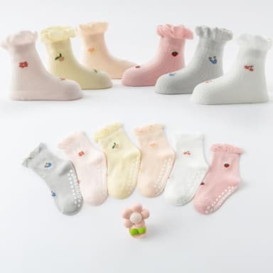 Aroveea Non Slip Grip Ankle Baby Socks 12 Pack for Toddler Boys and Girls Kids,Infant Cute Cotton Baby Socks - Image 6