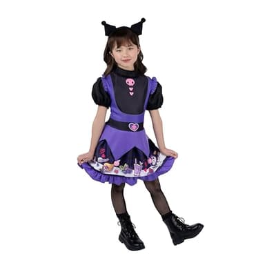 Jazwares Costume Play Hello Kitty and Friends Kuromi Official Youth Halloween Dress - Premium Quality Printed Dress with Headband (S) - Image 1