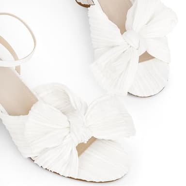 MUCCCUTE White Bow Knot Heeled Sandals Ankle Buckle Strap Chunky Heeled Open-toe Comfortable Wedding Party Fashion Heeled - Image 2