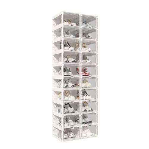 ANTBOX Foldable Shoe Rack,Shoe Organizers for Closet Plastic Shoe Storage Box Space Saving for Entryway, Large Sturdy Stackable Sneaker Cabinet Bins with Magnetic Clear Door 10 Tiers 20 Pairs - Image 1