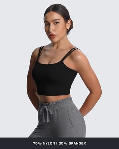 Aoxjox Women's Workout Sports Bras Fitness Yoga Crop Tank Twist Back Cami (Black, Medium) - Image 4
