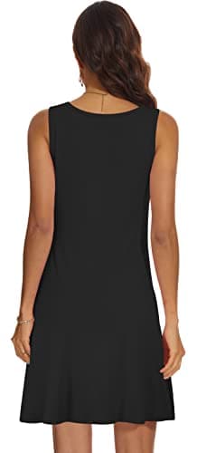 Moskill Casual Tshirt Dresses for Women Solid Sleeveless Tank Swing Dress (Small, Black) - Image 4