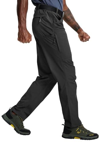 Mens Work Pants Waterproof Lightweight Nylon Cargo Stretch Tactical Pants for Men Quick Dry Comfortable Outdoor (Black, 36W*34L) - Image 1