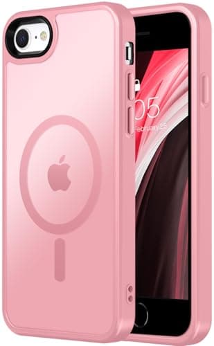 Vooii Upgraded Magnetic for iPhone SE Case 3rd/2nd/2020, iPhone 8/7 Case [Compatible with Magsafe] [Mil-Grade Protection] Slim & Pocket-Friendly Translucent Protective Case Cover, Pink - Image 1