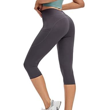 adorence Capri Leggings for Women Plus Size (Naked Feeling 3/4 Yoga Pants, High Waist, Tommy Control), Women Capri Pants with Pockets-Darkgrey,XL - Image 6