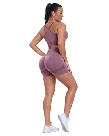 CHRLEISURE Women's 4 Packs Workout Gym Shorts, High Waisted Butt Lifting Scrunch Butt Seamless Booty Shorts(Black,Black,DGray,Wine,M) - Image 5
