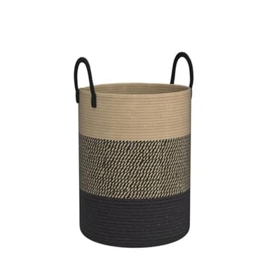 YOUDENOVA Woven Rope Laundry Hamper Basket, 58L Tall Laundry Basket for Blanket Organizer- Clothes Hamper for Bedroom Storage, Baby Kids Nursery Hamper-Large-Black & Brown - Image 4