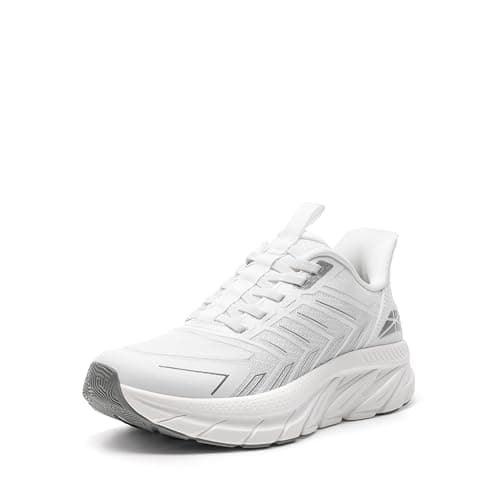 ALLSWIFIT Women's Slip On Walking Shoes Running Comfortable Tennis Breathable Non Slip Athletic Gym Workout Cross Training Fashion Sneakers,Size 9,White,SARR034W - Image 1