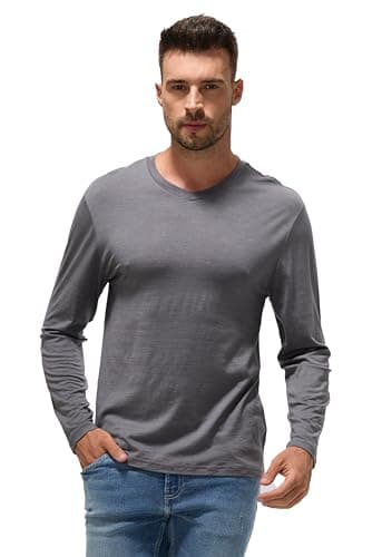 100% Ultrafine Merino Wool Base Layer for Men | V-Neck Long Sleeve Thermal Shirt, Moisture Wicking & Odor Resistant Grey - Image 1