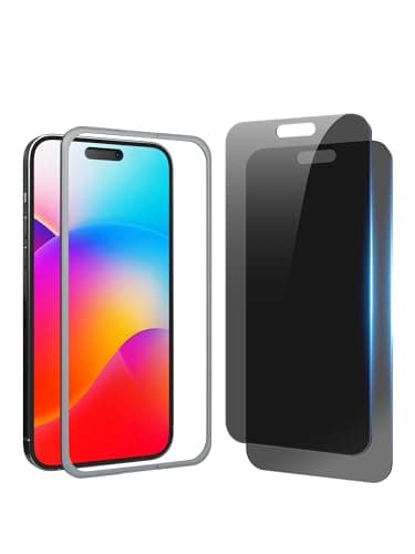 GIGIKISS Compatible for iPhone 15 Pro Privacy Screen Protector 6.1 inch, Anti Spy Anti Blue Light HD Tempered Glass Screen Protector Easy Installation, Case Friendly, 2 Pack Black - Image 1