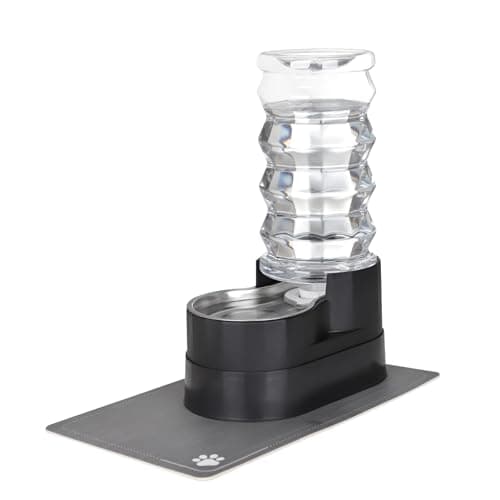 RIZZARI Large Water Dispenser for Dogs: 8L Gravity Black Automatic Stainless Steel Waterer - 100% BPA Free - Raised Pet Feeder for 20-42 LB Senior Dogs with Joint Pain in Bedroom Garden - Image 1