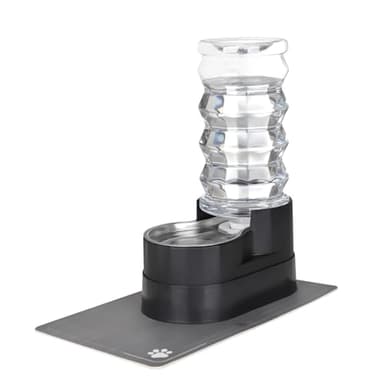 RIZZARI Large Water Dispenser for Dogs: 8L Gravity Black Automatic Stainless Steel Waterer - 100% BPA Free - Raised Pet Feeder for 20-42 LB Senior Dogs with Joint Pain in Bedroom Garden - Image 1