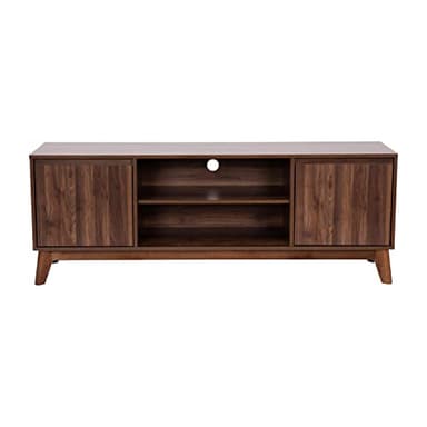 Taylor & Logan Haisley Mid-Century Modern 60" Media Center with Two Soft Close Doors and Adjustable Shelving in Dark Walnut - Image 10