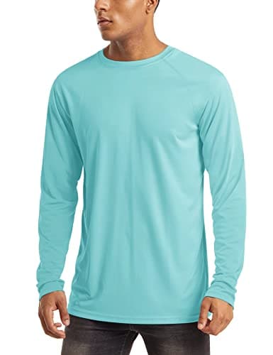 MAGCOMSEN Sun Shirts for Men Long Sleeve Shirt for Men UPF50 Quick Dry Athletic Shirt Swim Shirt Aqua Blue,3XL - Image 1