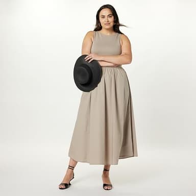 The Drop Women's Dia Mixed Fabric Midi Tank Dress Vintage Khaki, XS - Image 7