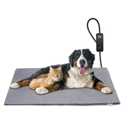 Toozey Large Pet Heating Pad, 6 Adjustable Temperature Dog Cat Heating Pad with Timer, Waterproof Heated Dog Bed with Chew Resistant Cord, Indoor Electric Pet Heated Mat 35x24in - Image 1