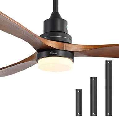 Sofucor 52 Inch Ceiling Fan with Lights and Remote, Low Profile Flush Mount Modern Wood Ceiling Fan for Indoor Bedroom Living Room Farmhouse Outdoor Patio Porch, Reversible DC Motor, Brown - Image 2