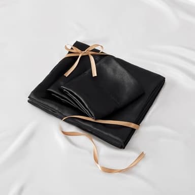 BEDELITE Satin Sheets Full Size Bed Set, Luxury Soft Black Silky Sheets for Hair and Skin, Similar to Silk Bed Sheets Set 4 Pieces with 1 Deep Pocket Fitted Sheet, 1 Flat Sheet, and 2 Pillowcases - Image 7