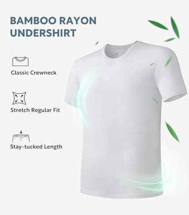 DAVID ARCHY Men's Undershirt Bamboo Rayon Moisture-Wicking White T-Shirts for Men Stretch Crewneck Tees for Men, 3-Pack (XL, White) - Image 4