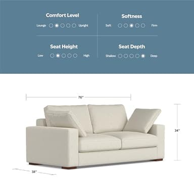 SIMPLIHOME Charlie Sofa in 100% Recycled Polyester Tightly Woven Performance Fabric, Cream, 78-inches Wide, Handcrafted Contemporary Style Loveseat Sofa or Couch for Living Room - Image 3
