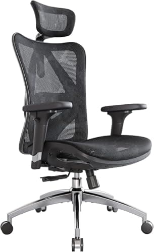 SIHOO M57 Ergonomic Office Chair with 3 Way Armrests Lumbar Support and Adjustable Headrest High Back with Tilt Function (Black) - Image 1